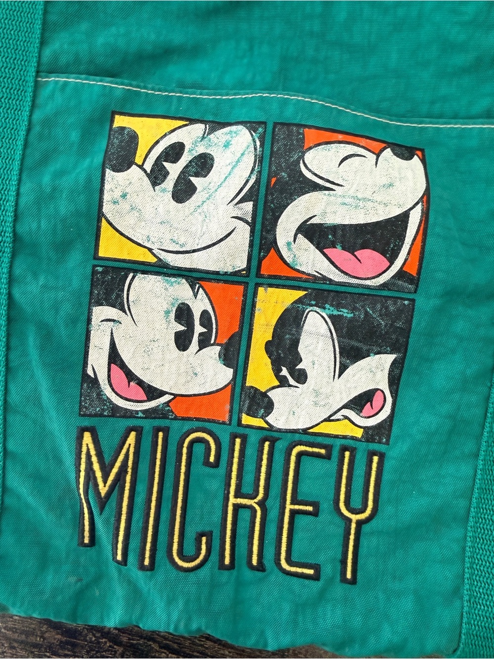 Rare vintage Disney Mickey Mouse Teal Weekender Duffel Travel Bag Retro Graphic